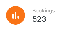 Event rental systems widget displaying 523 total bookings gained