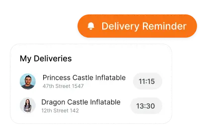 event rental systems delivery routing scheduling