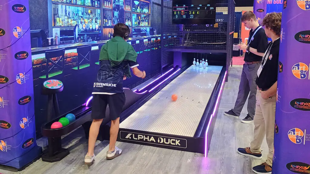 A bowling game that can be rented for parties