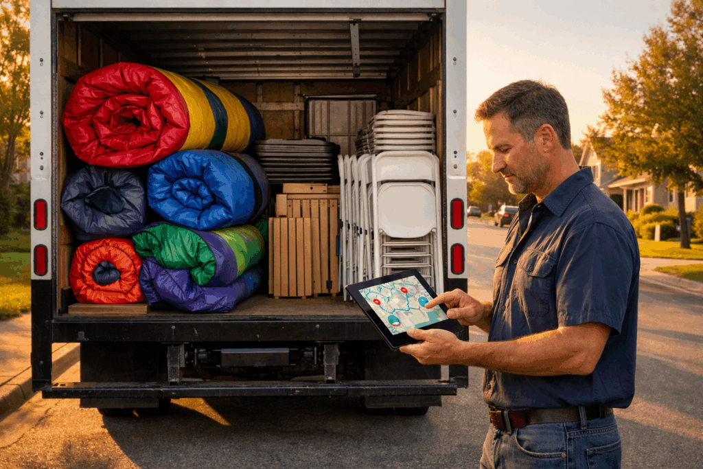 An event rental operator figuring out how to optimize delivery routes