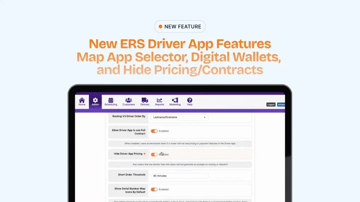 A screenshot of the new ERS driver app update for hiding pricing and contract details